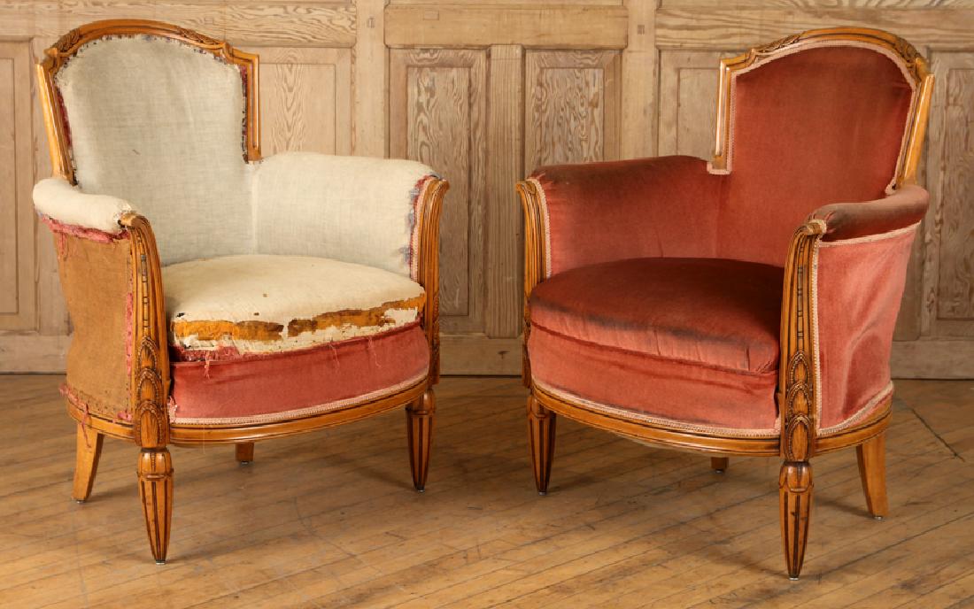 PR FRENCH ART DECO WALNUT UPHOLSTERED CLUB CHAIRS (1 of 6)