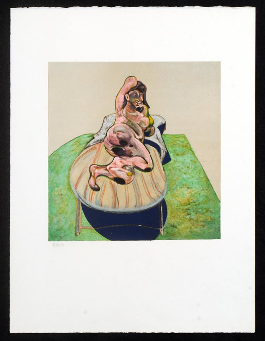 AFTER FRANCIS BACON LYING FIGURE COLOR LITHOGRAPH: After Francis Bacon (British, 1909-1992) Lying figure, color lithograph on paper, edition 7/350, unsigned. Ht: 11" Wd: 10.5" (unframed)