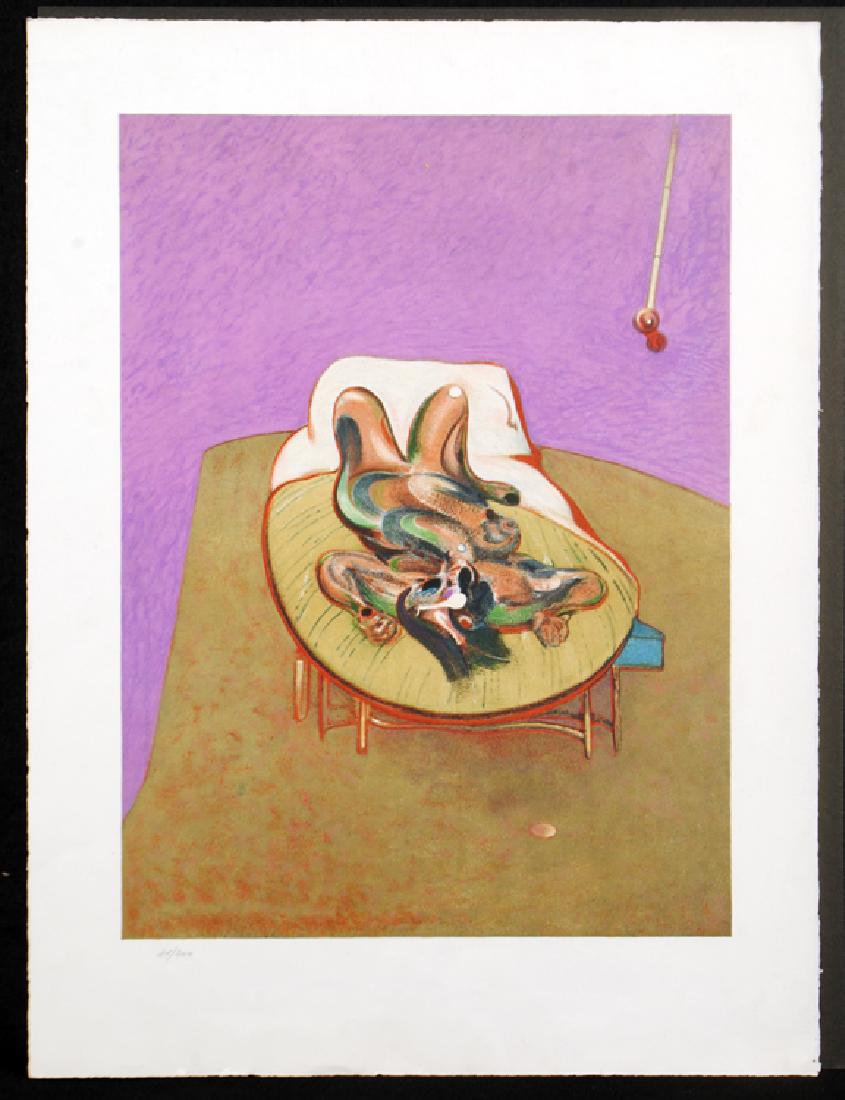 AFTER FRANCIS BACON OHNE TITEL COLOR LITHOGRAPH: After Francis Bacon (British, 1909-1996) Ohne Titel (reclining figure), color lithograph on paper, unsigned, edition 47/200. Ht: 19.5" Wd: 14.5" (unframed)