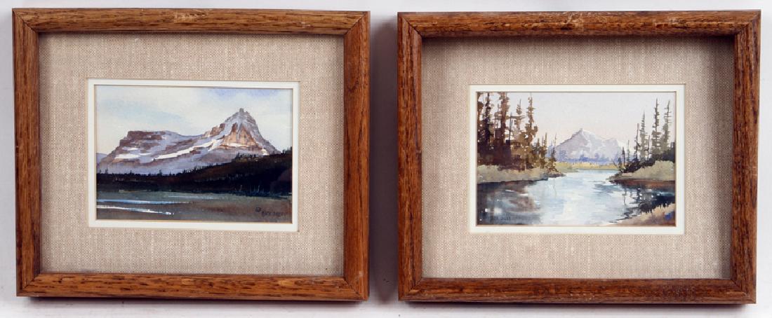 MARK OGLE TWO WATERCOLORS ON PAPER LANDSCAPES: Mark Ogle (American, B.1952) Two watercolors on paper depicting mountainous landscapes. Ht: 9" Wd: 11" (framed)