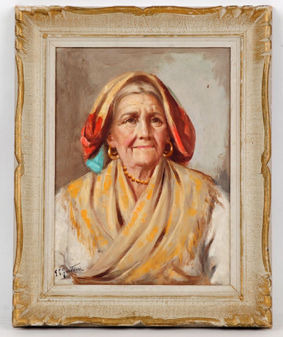 ENRICO FRATTINI "WOMAN WITH VEIL" OIL ON CANVAS: Enrico Frattini (Italian, 1890-1968) "Woman With Veil", oil on canvas, signed lower left. Ht: 20.5" Wd: 16.25" (framed)