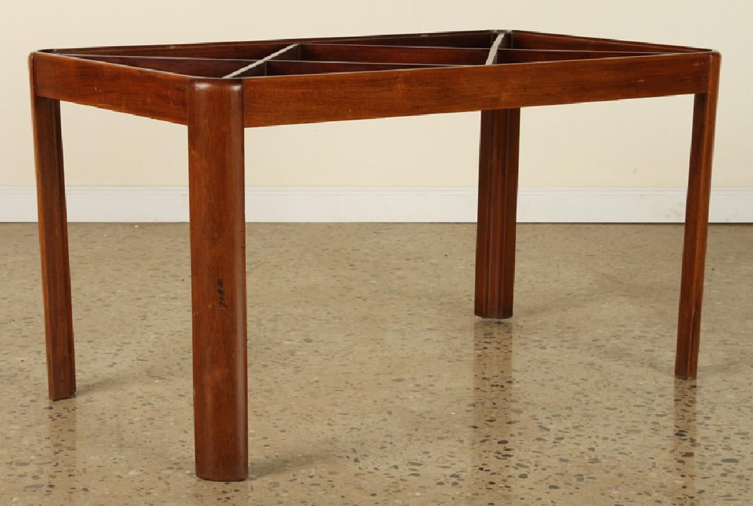ITALIAN WOOD GLASS COFFFE TABLE MANNER GIO PONTI: An Italian wood and glass x-form coffee table in the manner of Gio Ponti circa 1940. Ht: 20" Wd: 36" Dpth: 20"