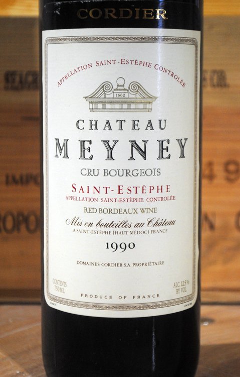 A COLLECTION OF ESTATE WINE 12 BOTTLES: A collection of Estate wine consisting of twelve bottles. Twelve 750 ml bottles of Chateau Meyney Saint-Estephe 1990. The consignor purchased the wine being offered from retailers and was the original