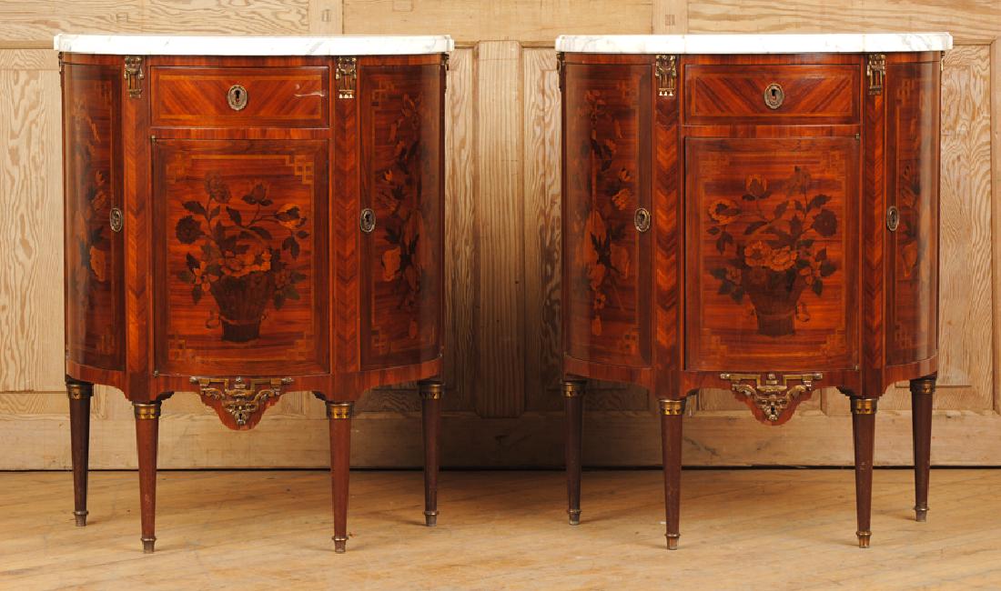 MATCHED PAIR LOUIS XVI INLAID COMMODES 1940 (1 of 7)