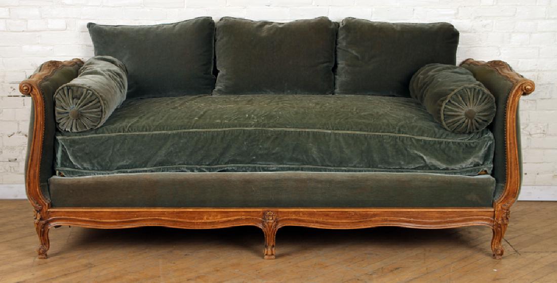 UPHOLSTERED FRENCH WALNUT DAY BED CIRCA 1930 (1 of 7)