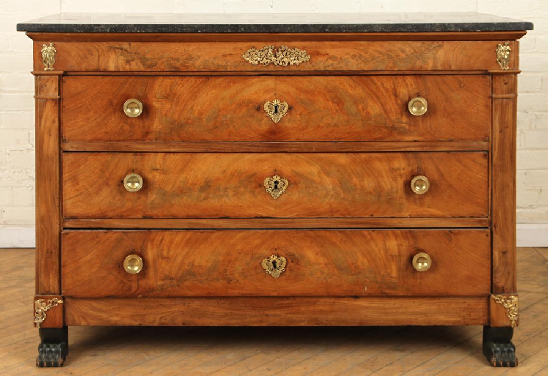 19TH C. FRENCH EMPIRE MAHOGANY COMMODE MARBLE TOP (1 of 5)