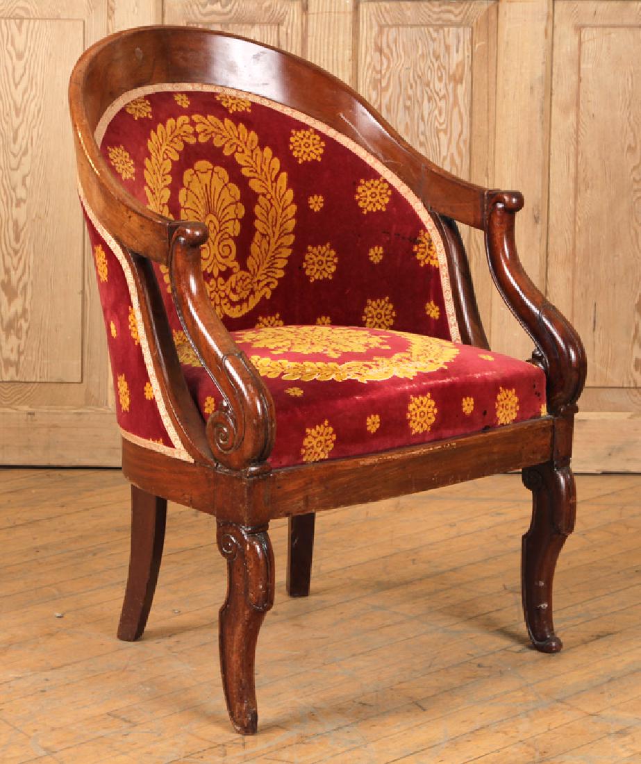 FRENCH MAHOGANY GONDOLA FORM CHAIR C.1860 (1 of 5)