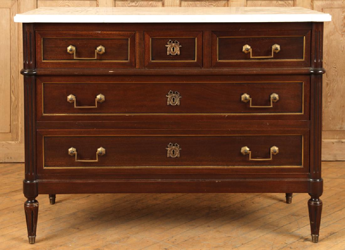 FRENCH MAHOGANY LOUIS XV STYLE MARBLE TOP COMMODE (1 of 5)