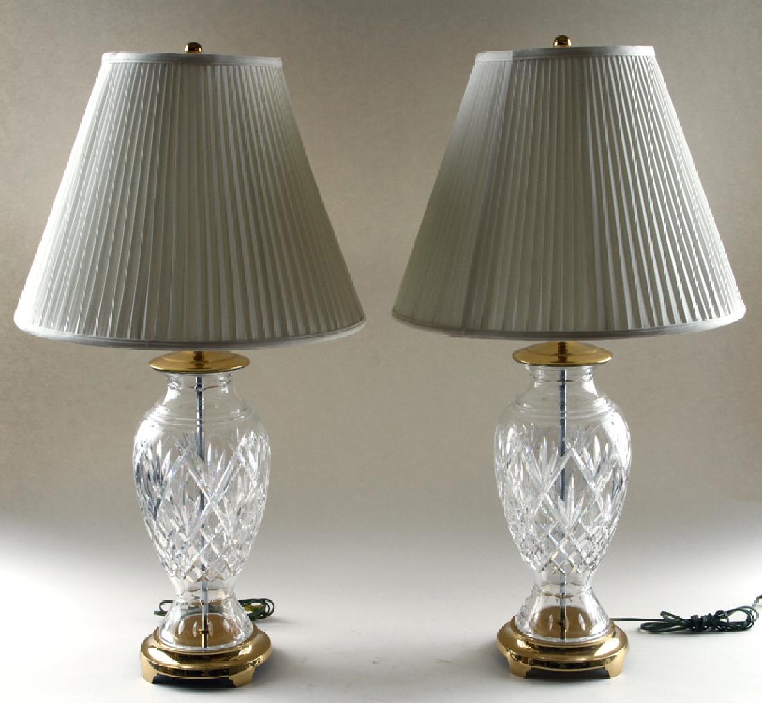 PAIR WATERFORD CRYSTAL TABLE LAMPS WITH SHADES (1 of 5)