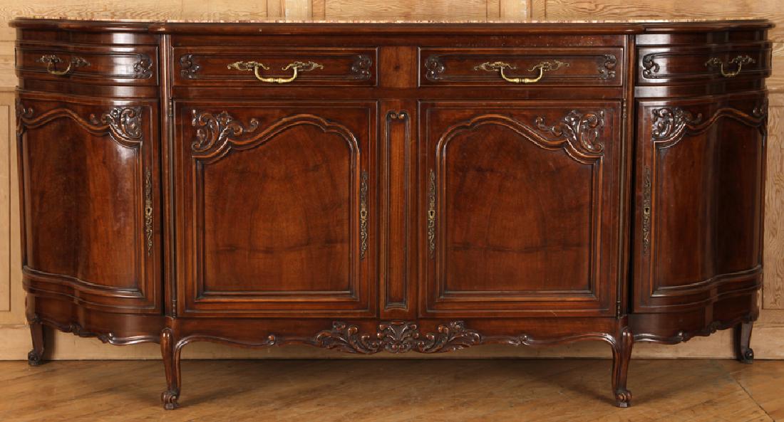 FRENCH WALNUT LOUIS XV STYLE MARBLE TOP SIDEBOARD (1 of 5)