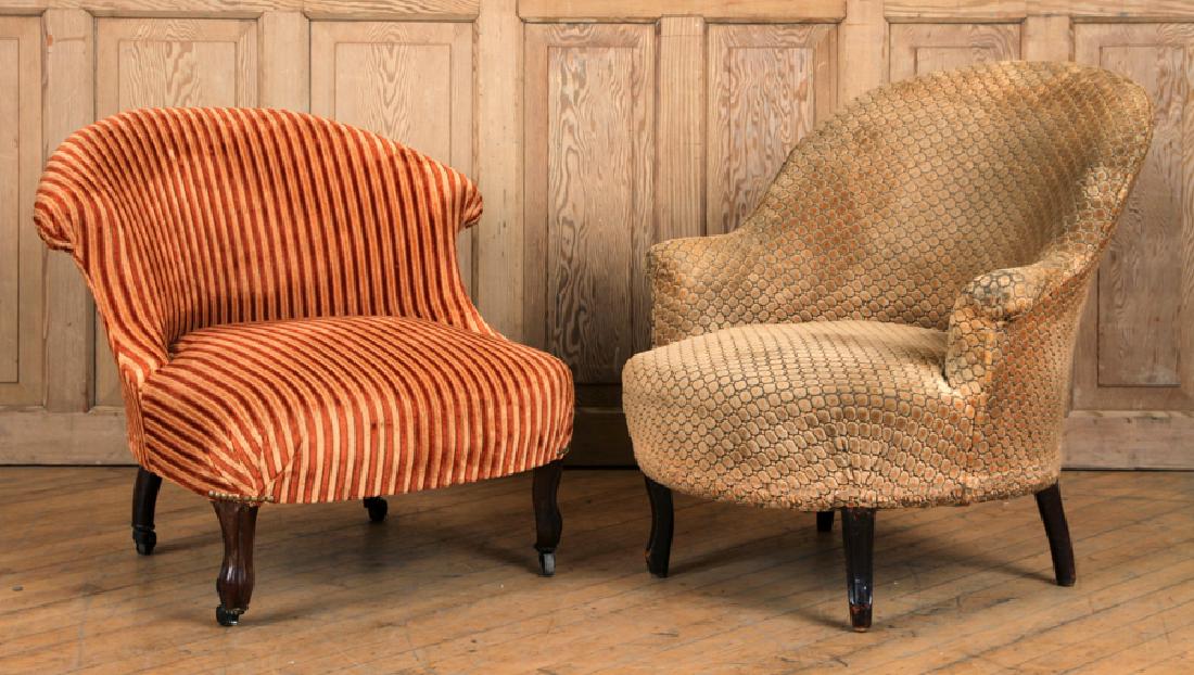 PAIR NAPOLEON III STYLE UPHOLSTERED CHAIRS C.1880 (1 of 7)
