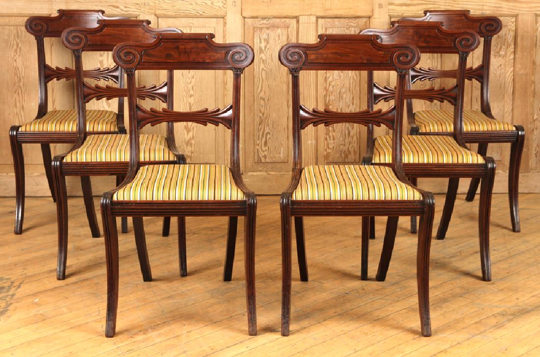 SET 6 MAHOGANY REGENCY STYLE DINING CHAIRS C.1890 (1 of 5)
