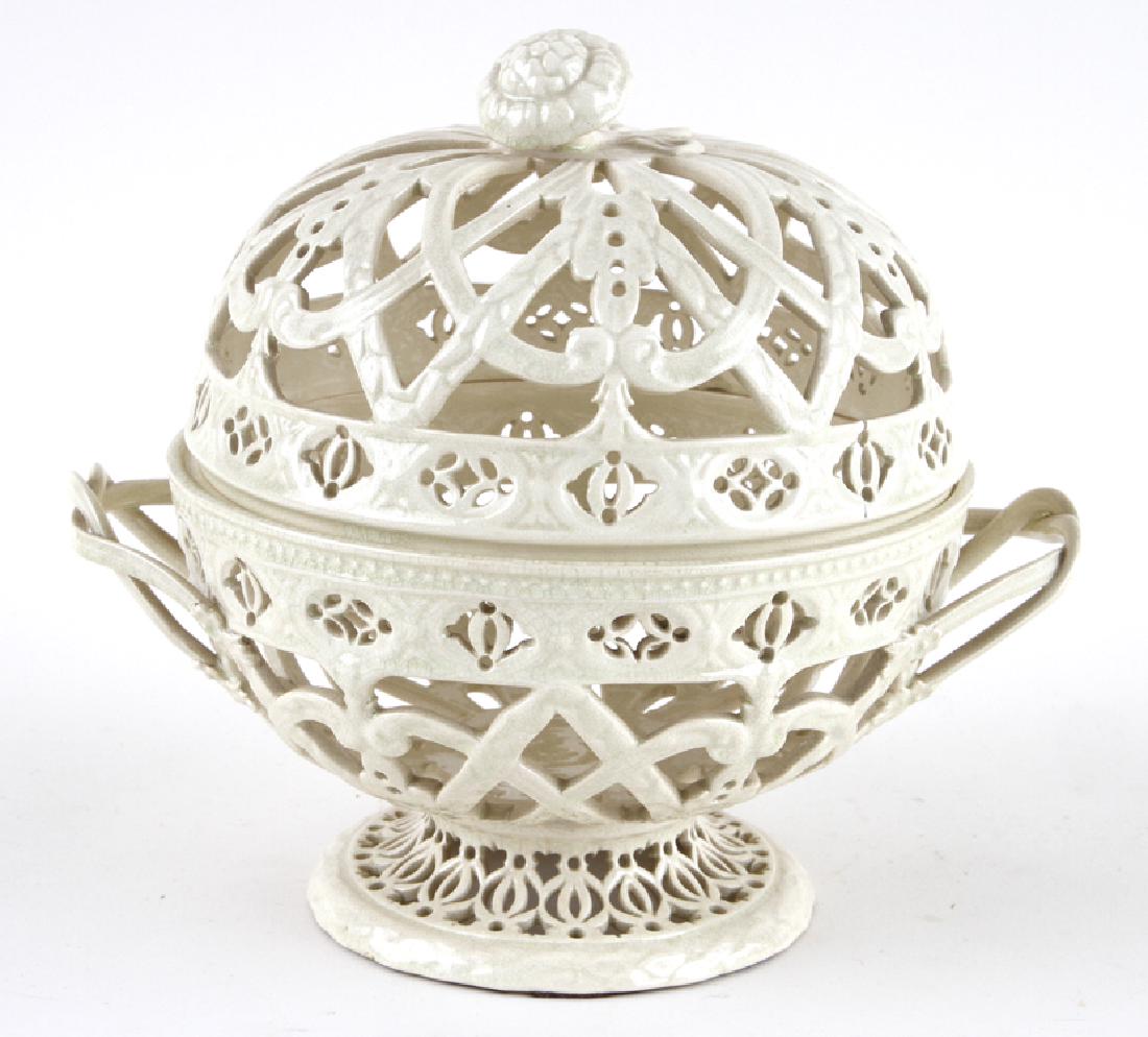 19TH C. ENGLISH LEEDSWARE/CREAMWARE BASKET (1 of 5)