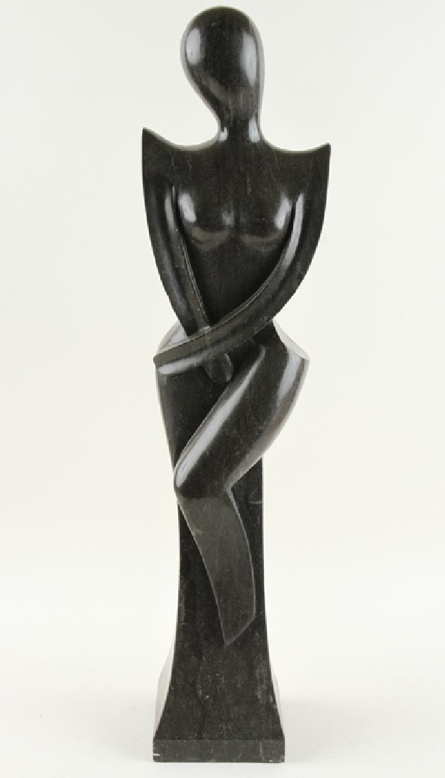 BLACK MARBLE ABSTRACT SCULPTURE OF FEMALE FIGURE (1 of 6)