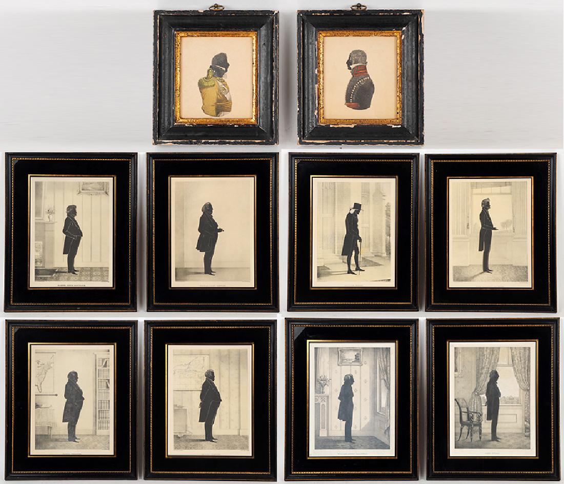 TEN FRAMED LITHOGRAPHED SILHOUETTES (1 of 13)