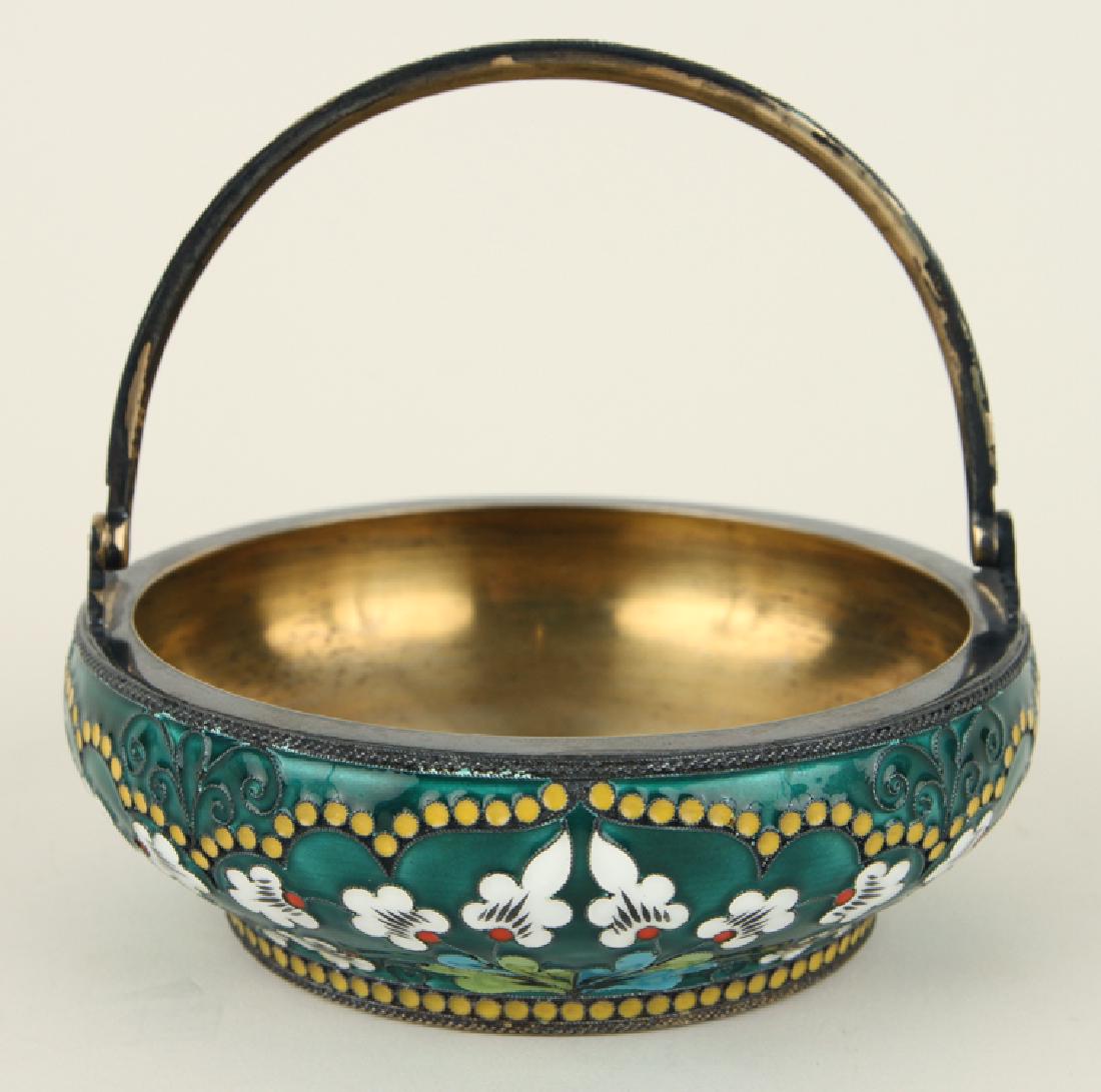 RUSSIAN SILVER AND CLOISONNE ENAMEL SUGAR BOWL (1 of 4)