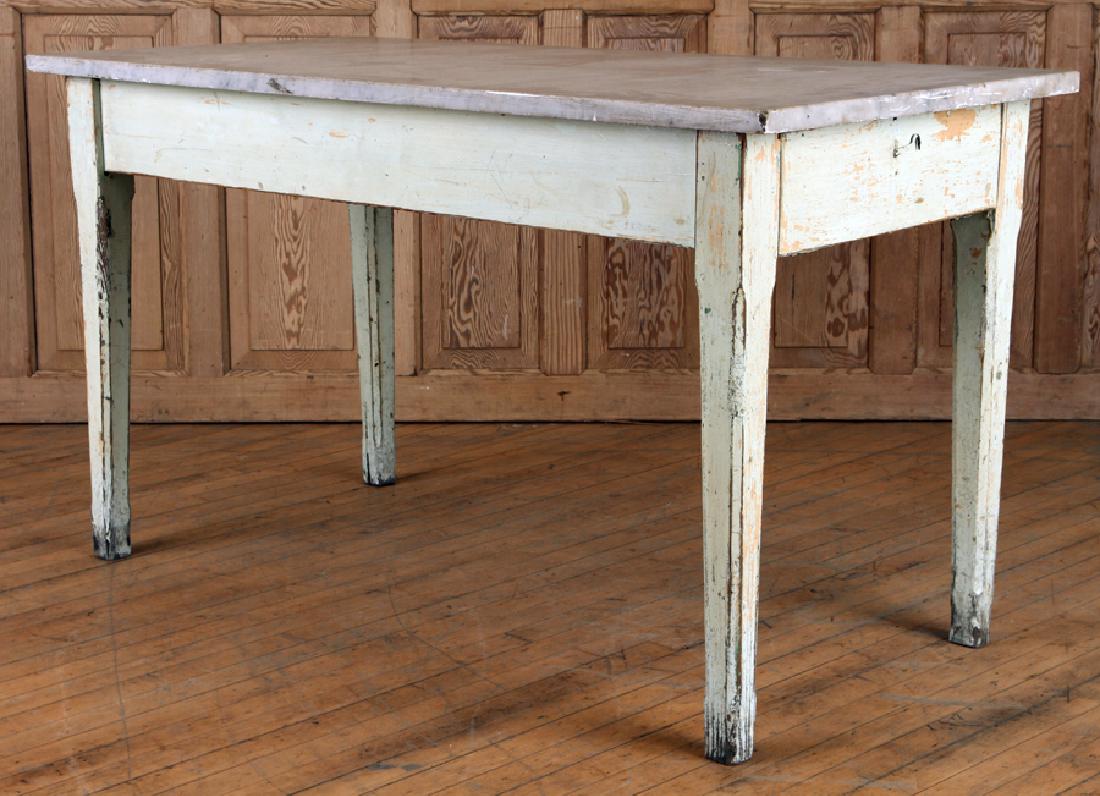 PAINTED WOOD MARBLE TOP POTTING TABLE CIRCA 1900 (1 of 6)
