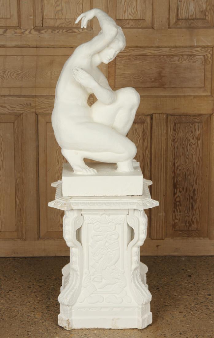 CAST IRON VENUS GARDEN SCULPTURE ON PEDESTAL (1 of 6)