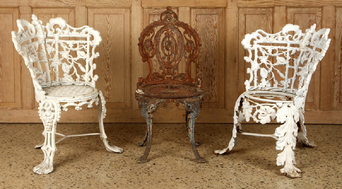 THREE 19TH C. CAST IRON GARDEN SEATS FLORAL (1 of 7)