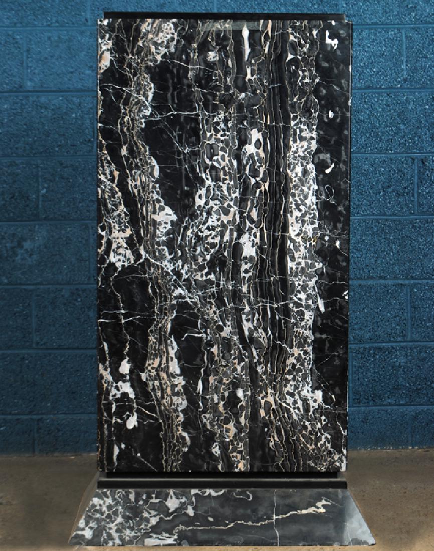 ART DECO TALL BLACK MARBLE PEDESTAL WHITE VEINING (1 of 5)