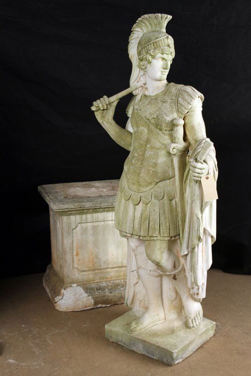 LIFE SIZE CAST STONE SCULPTURE OF ROMAN SOLDIER (1 of 6)