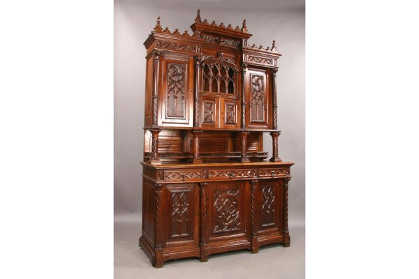 High gothic oak cabinet sideboard circa 1880