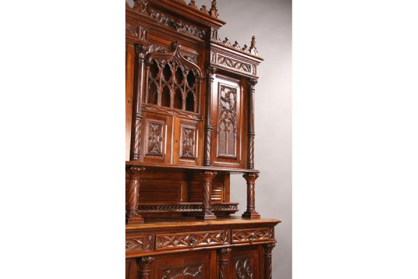 High gothic oak cabinet sideboard circa 1880 - 2