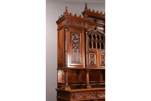 High gothic oak cabinet sideboard circa 1880 - 3