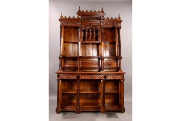 High gothic oak cabinet sideboard circa 1880 - 5