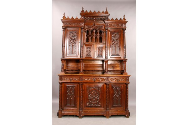 High gothic oak cabinet sideboard circa 1880 - 6