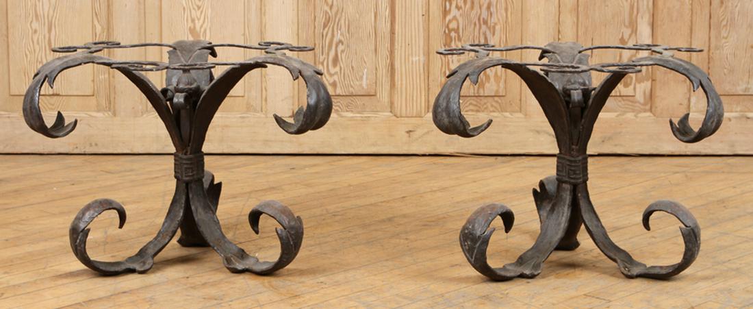 PAIR LEAF FORM IRON TABLE BASES OR GARDEN FIGURES (1 of 5)