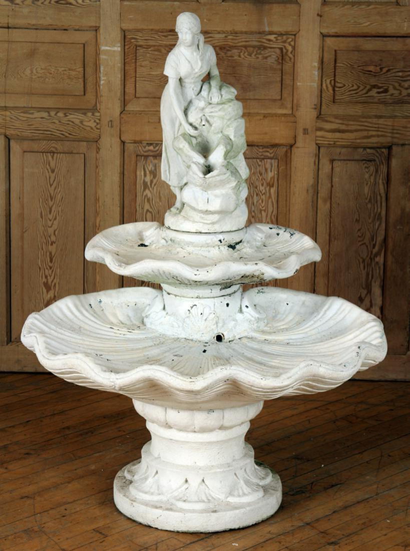 CAST STONE FEMALE FIGURE AND SHELL FOUNTAIN (1 of 7)