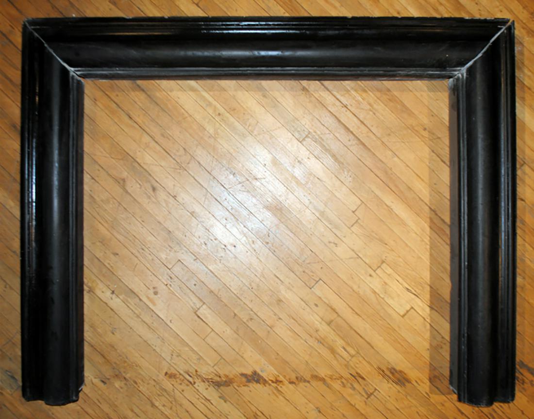 THREE PIECE CARVED BLACK MARBLE MANTLE (1 of 5)