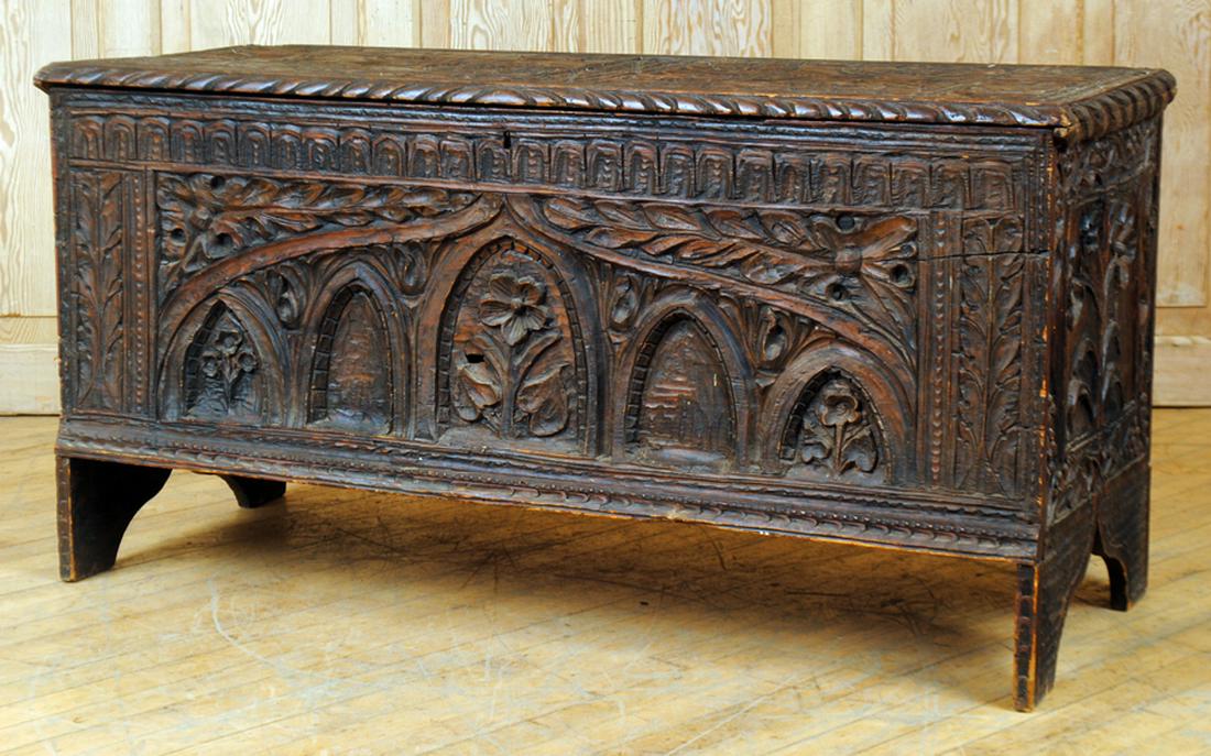 CARVED PINE BLANKET CHEST (1 of 5)