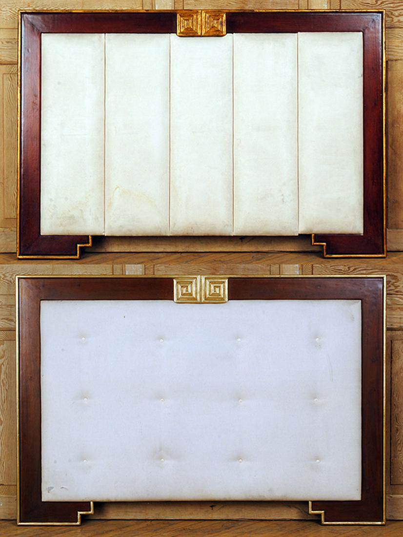 PAIR MAHOGANY QUEEN SIZE HEADBOARDS GREEK KEY (1 of 10)