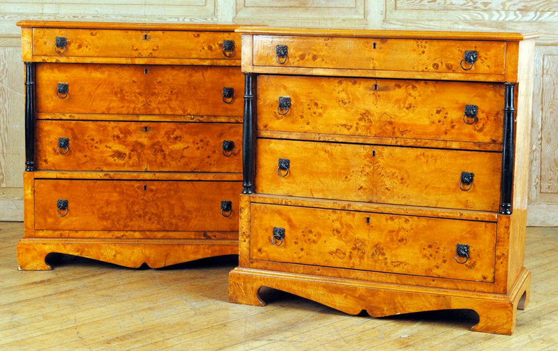 Pair Biedermeier Style Burl Wood Dressers Aug 22 2019 Kamelot
