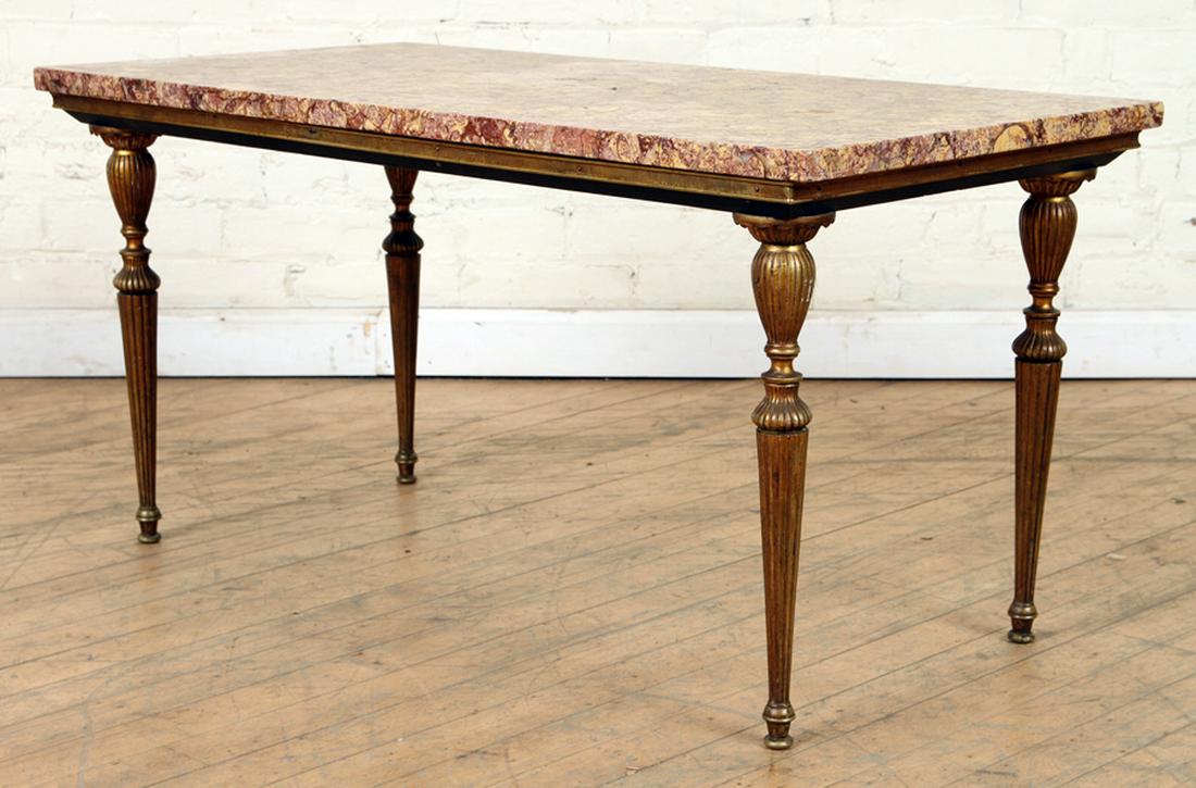 BROWN MARBLE TOP LOUIS XVI STYLE COFFEE TABLE (1 of 4)