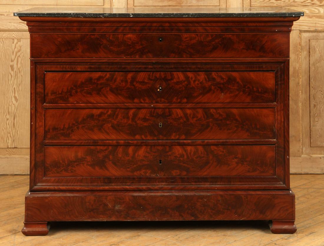 FRENCH CROTCH MAHOGANY LOUIS PHILIPPE COMMODE (1 of 6)