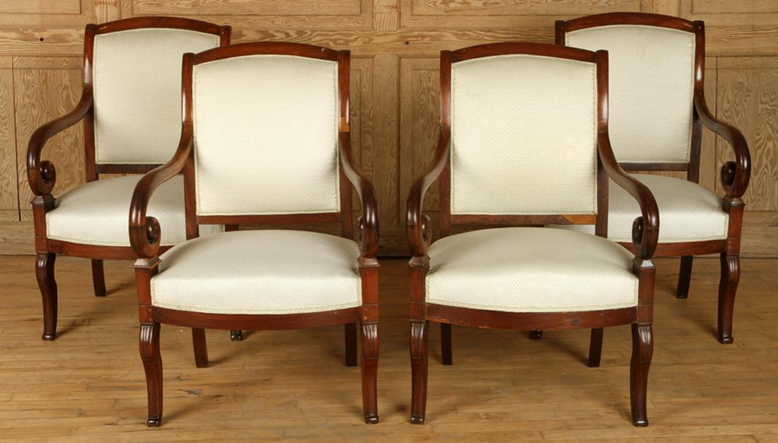 FOUR 19TH CENTURY FRENCH MAHOGANY ARM CHAIRS (1 of 6)