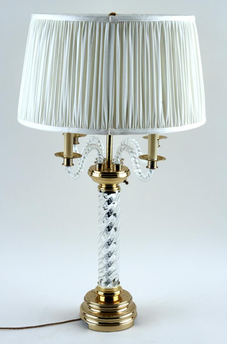 TWISTED GLASS FOUR LIGHT TABLE LAMP WITH SHADE (1 of 4)