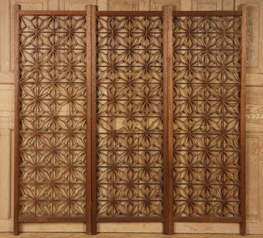 FOLDING THREE PANEL SCREEN GEOMETRIC DESIGN (1 of 5)