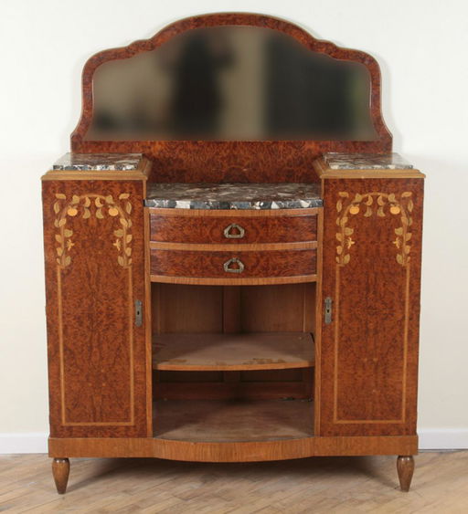 Marble Top Art Nouveau Burl Wood Buffet C 1915 Aug 22 2019 Marble Top Art Nouveau Burl Wood Buffet