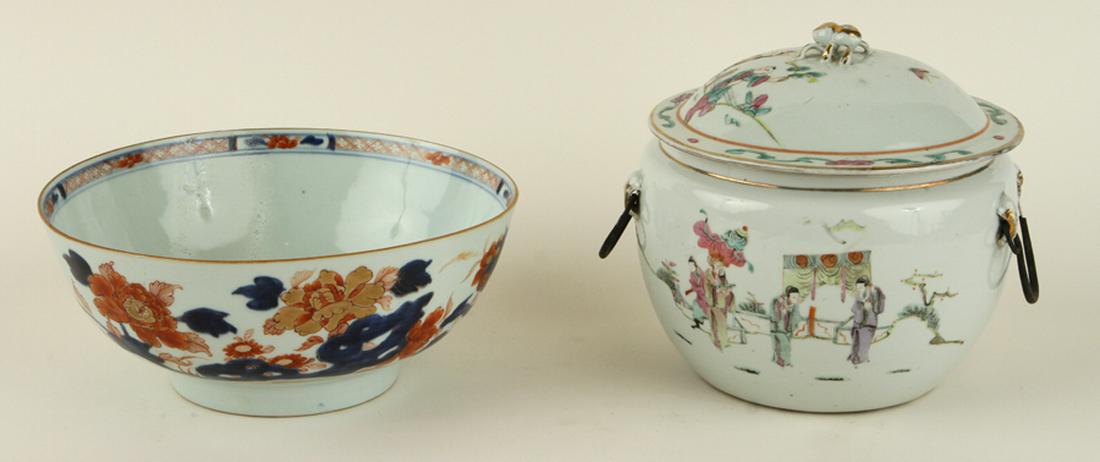 19TH C. CHINESE PORCELAIN RICE BOWL & IMARI BOWL (1 of 9)