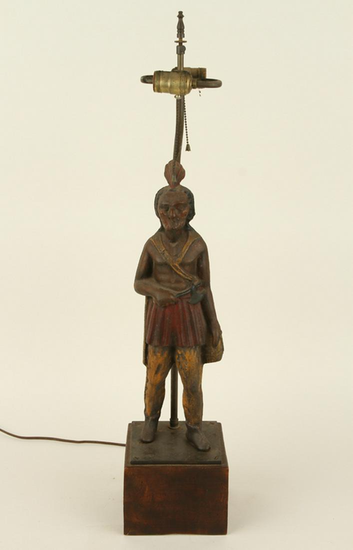 CAST IRON NATIVE AMERICAN FIGURAL TABLE LAMP (1 of 6)