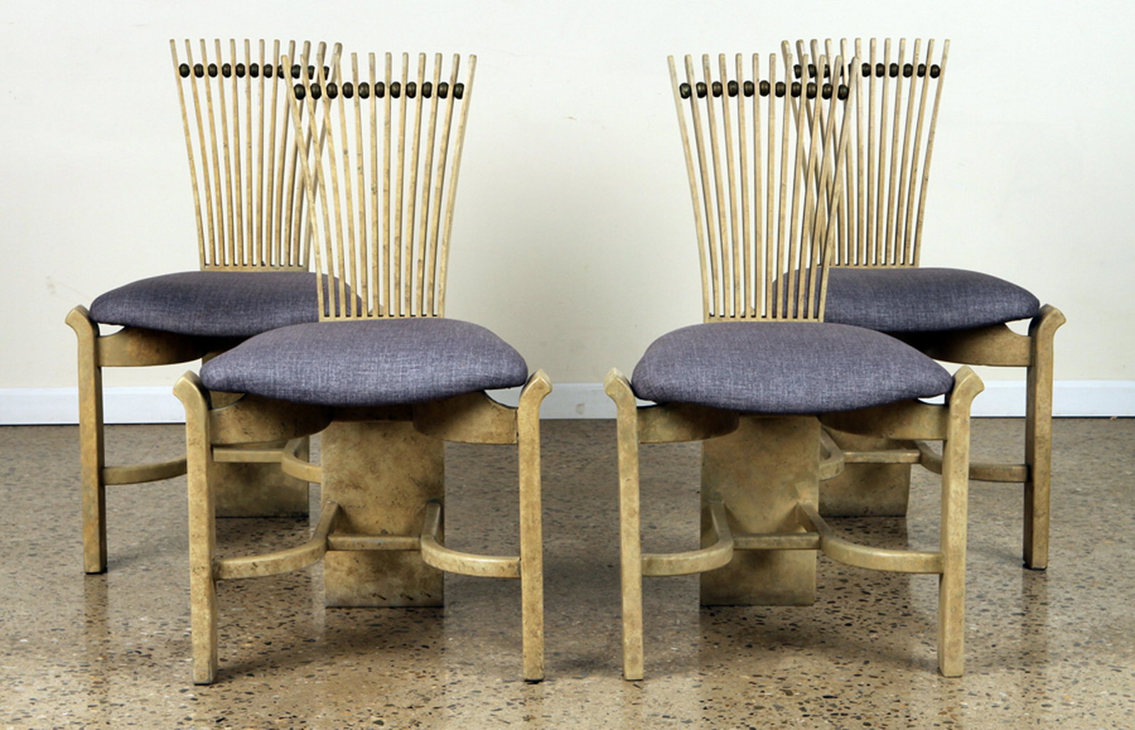 SET 4 PAINTED SLAT BACK DINING CHAIRS C.1960 (1 of 6)