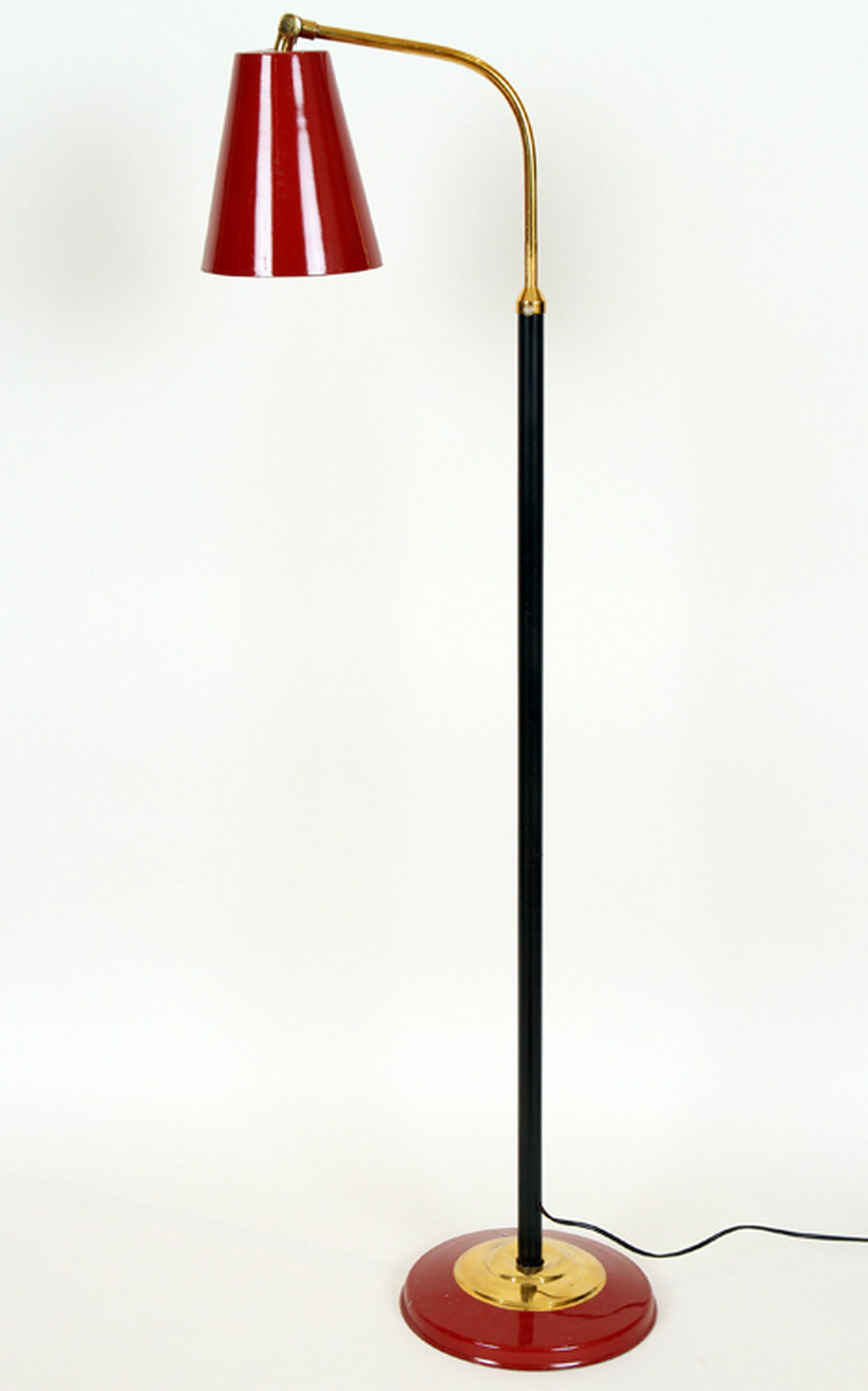 ADJUSTABLE IRON BRASS FLOOR LAMP PAINTED SHADE (1 of 4)