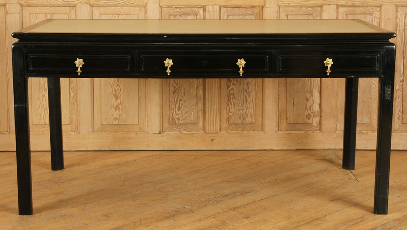 LEATHER TOP WRITING DESK MANNER OF JAMES MONT (1 of 6)