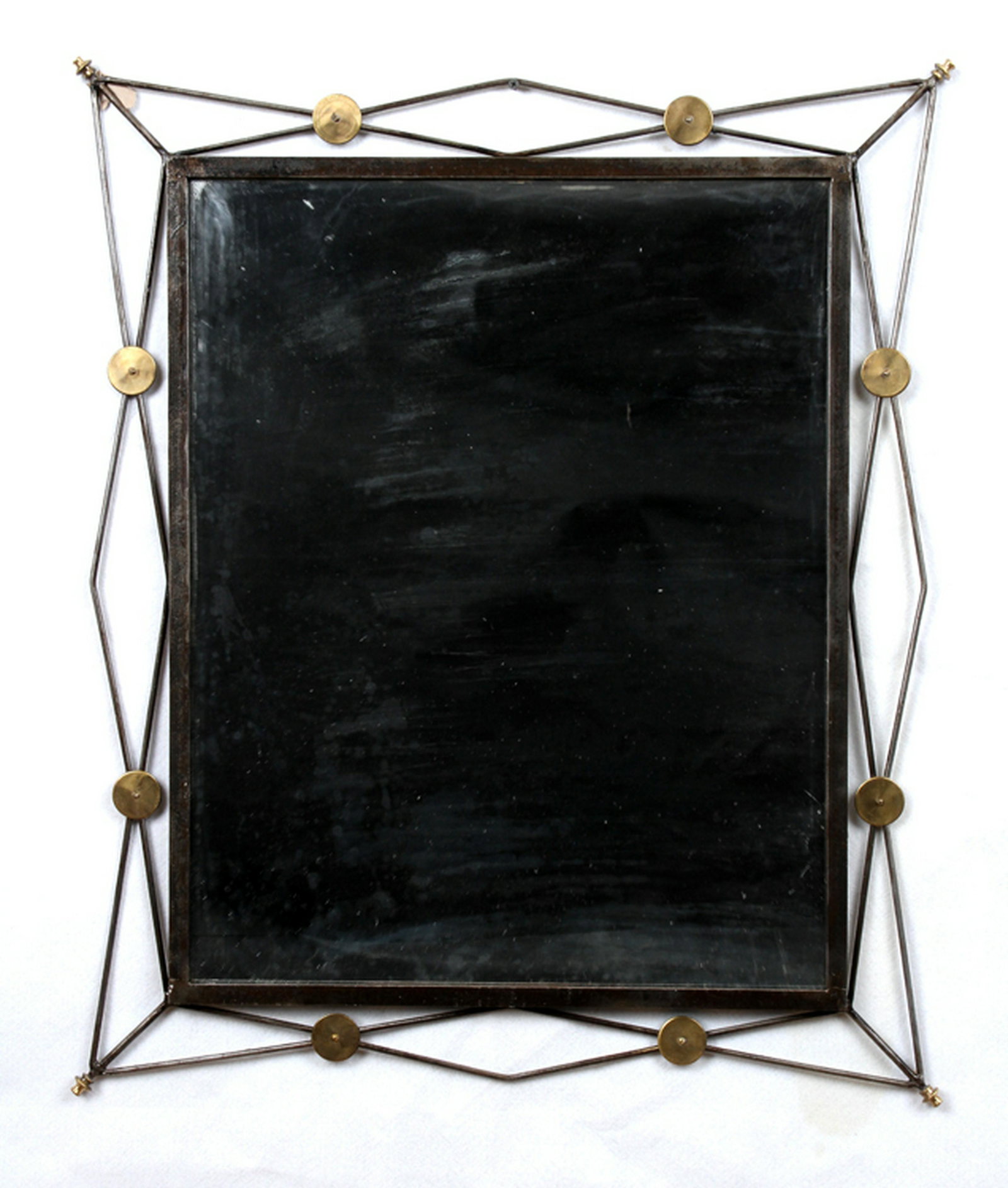 ITALIAN IRON AND BRASS MIRROR CIRCA 1950 (1 of 3)