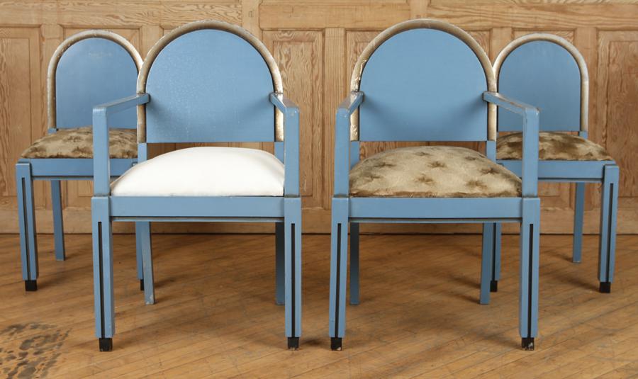 SET 4 PAINTED SILVERED ART DECO CHAIRS CIRCA 1940 (1 of 5)