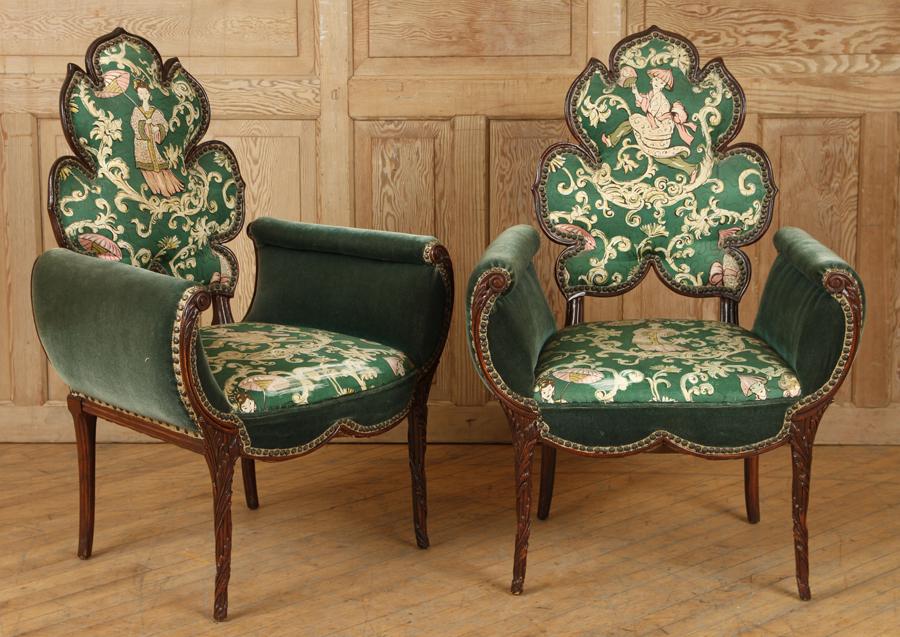 PAIR CHINESE CHIPPENDALE MAHOGANY CHAIRS C.1950 (1 of 5)